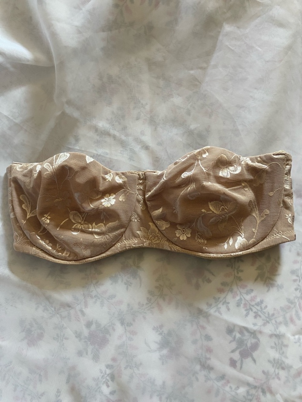 Soma Nude Floral Strapless Bandeau Bra